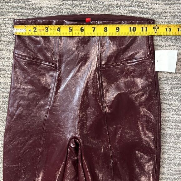 NWT Spanx Faux Patent Leather Leggings Ruby Red Burgundy XS Crinkle - Picture 8 of 12